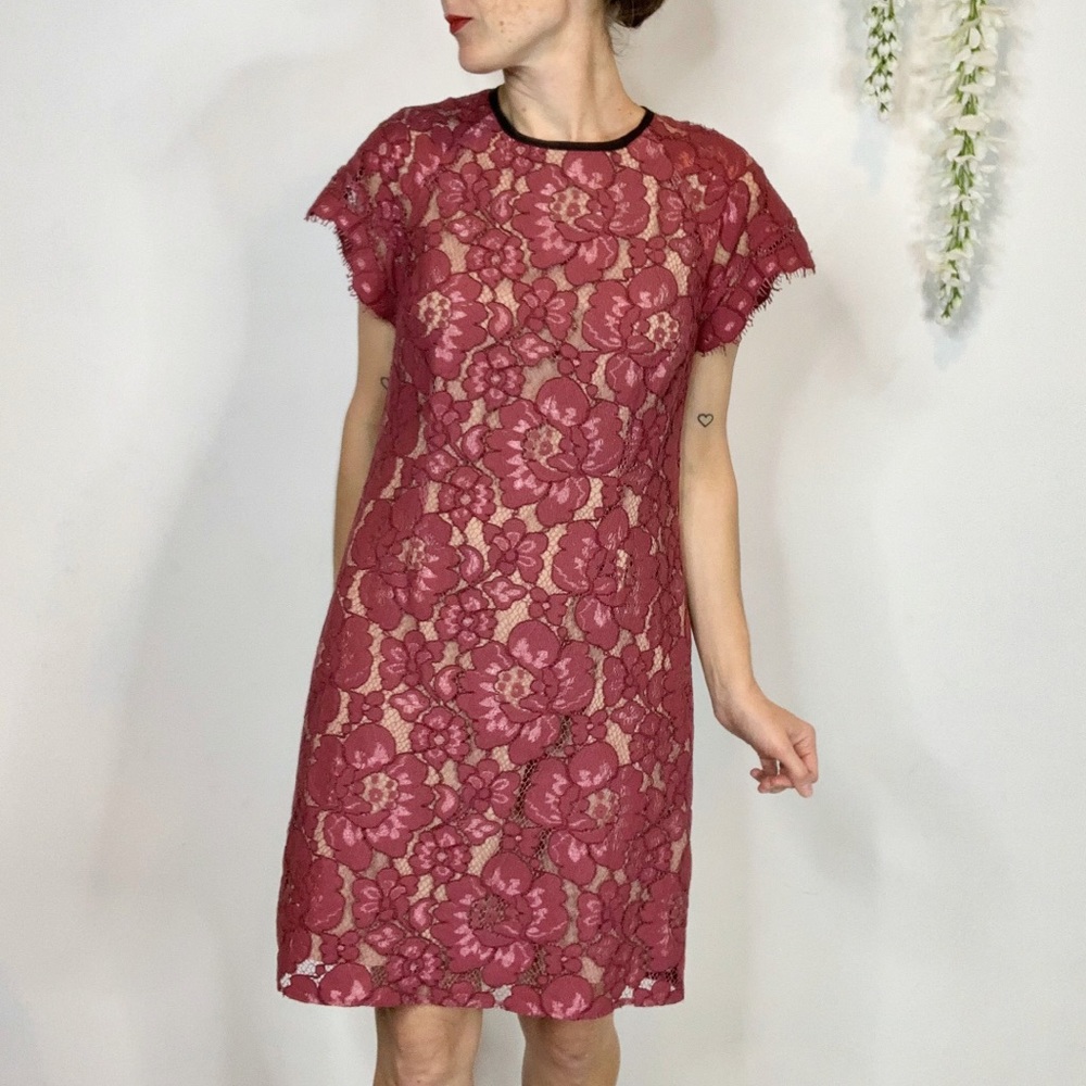 NWT WAYF aubergine lace dress back cutout scalloped trim mauve 2133